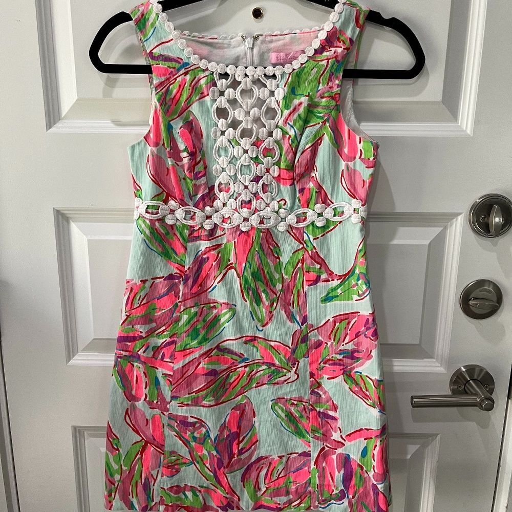 Lilly Pulitzer In The Vias Rosie Shift Dress, Pink, Green, Blue, Size 0